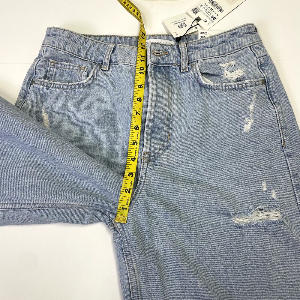 NEW ZARA Wide Leg Low Rise Jeans Size 6 Distressed - Picture 16 of 16